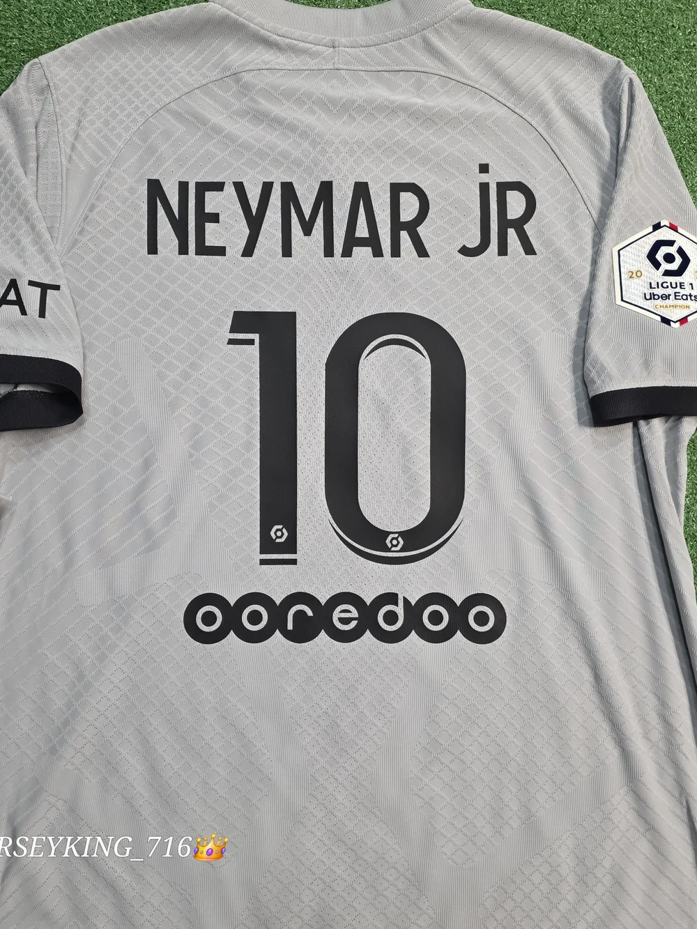 Jordan X PSG Neymar Jr #10 2022/2023 Authentic Away Gray Jersey New Ligue 1 Patc